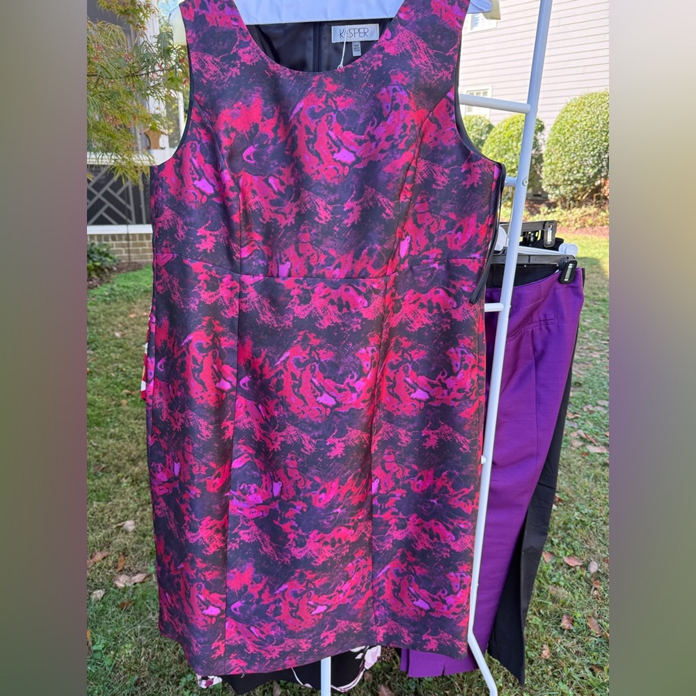 Kasper Pink and Purple Patterned Dress